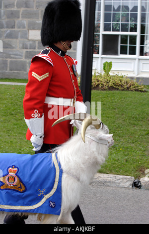 Changement de la garde à la Citadelle de Québec Canada régiment avec chèvre symbole Banque D'Images