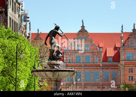 Fontaine de Neptune la vieille ville de Gdansk Pologne Europe Banque D'Images