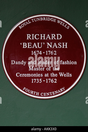 Plaque disant Richard Beau Nash 1674 1762 Dandy et leader de la mode maître des cérémonies au Wells 1735 1762 Banque D'Images