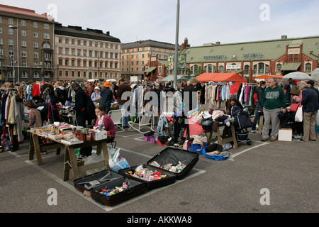 Marché aux puces à Helsinki Banque D'Images