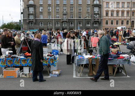 Marché aux puces à Helsinki Banque D'Images