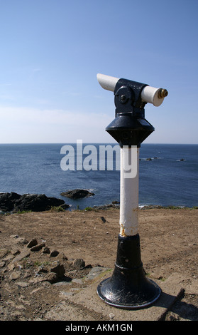 Télescope falaise Falaise Cornwall cap Lizard Point le plus au sud de l'Océan Mer Banque D'Images