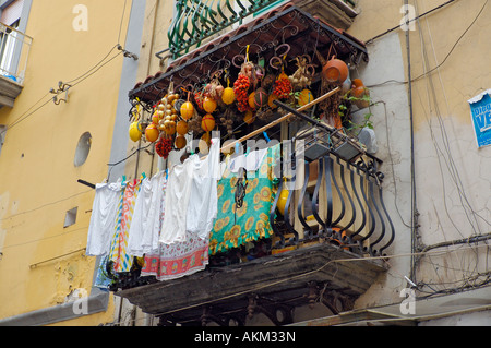 Balcon napolitaine balcone Naples Naples ville, centre historique, centre Campania Italie Banque D'Images