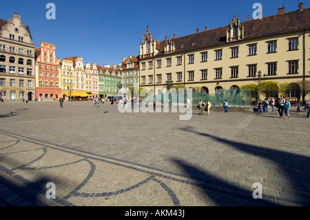 Autour de l'architecture place principale, de la vieille ville de Wroclaw, Pologne Banque D'Images