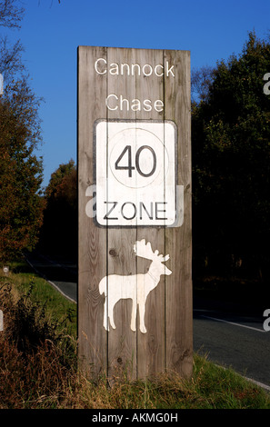 Cannock Chase signe de la limite de vitesse, Staffordshire, England, UK Banque D'Images