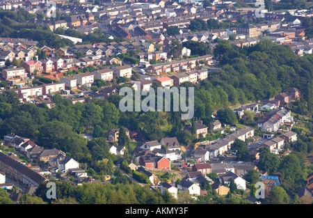 Vue sur une partie du village de Suceava de Cwmcarn Forest Drive South Wales UK Banque D'Images