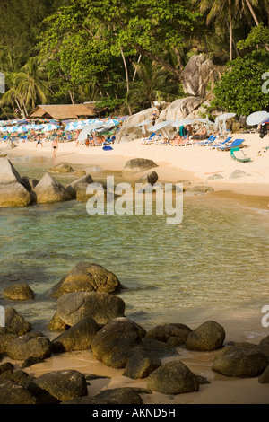 Vue sur plage de Laem Singh entre Hat Surin et Hat Kamala Phuket Thaïlande un an après le tsunami du 26 décembre 2004 Banque D'Images