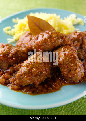 Un plat d'agneau koftas avec riz safrané Indian food éditoriale Banque D'Images