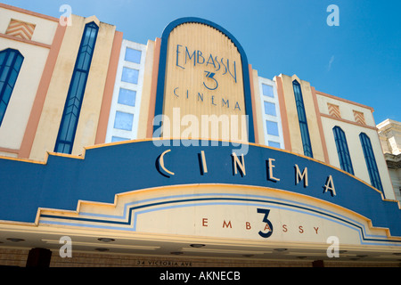 Ambassade Art déco du cinéma sur l'Avenue Victoria, dans le centre-ville, Wanganui, île du Nord, Nouvelle-Zélande Banque D'Images