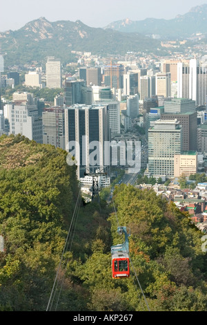 Namsan mountain téléphérique Corée Séoul Banque D'Images