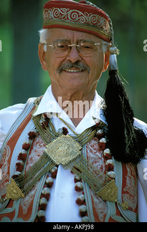 L'homme en costume Evzoni Athènes Banque D'Images