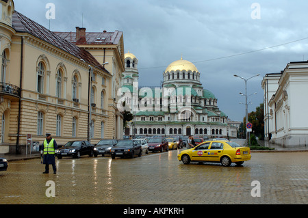 La cathédrale Alexandre Nevski au Parlement Narodno Sabranie Square, Sofia Bulgarie Banque D'Images