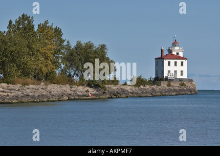 Fairport Harbor brise-lames Ouest phare sur le lac Érié Fairport Ohio Banque D'Images