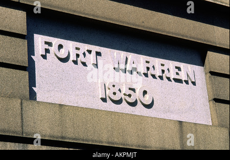 Détail La guerre civile fort Warren sur l'île Georges dans le port de Boston Banque D'Images