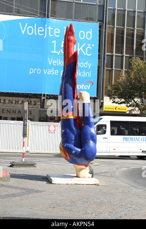 Superman ayant un mauvais jour, l'art à Prague Banque D'Images