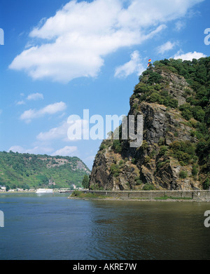 St Goarshausen, Loreleyfelsen bei Rhein, Rheinland-Pfalz Banque D'Images