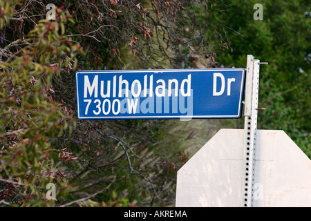 Mulholland Drive street sign Los Angeles California USA Banque D'Images