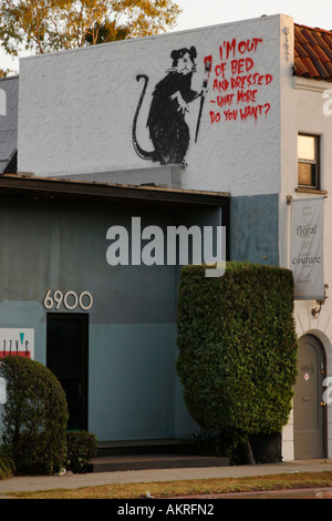 Stencil Banksy, Melrose Ave., Los Angeles, Californie Banque D'Images