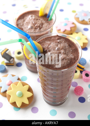 Milk-shake chocolat banane Banque D'Images