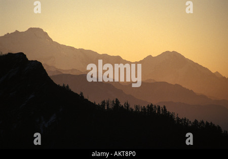 Poon Hill sunrise trail Annapurna Népal Banque D'Images