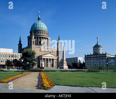 Kirche Sankt Nikolai, l'Obélisque, Altes Rathaus, Kulturhaus, Klassizismus, Potsdam, Havel, Brandebourg Banque D'Images