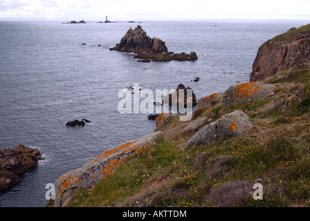 Vue sur Lands End en Cornouailles, Angleterre Banque D'Images