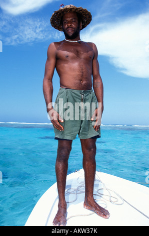 Portrait de guide de plongée Barrière de Corail Caye Caulker Belize Banque D'Images