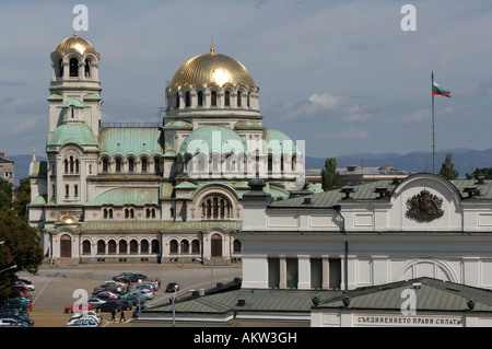 La cathédrale Alexandre Nevski au Parlement Narodno Sabranie Square, Sofia Bulgarie Banque D'Images