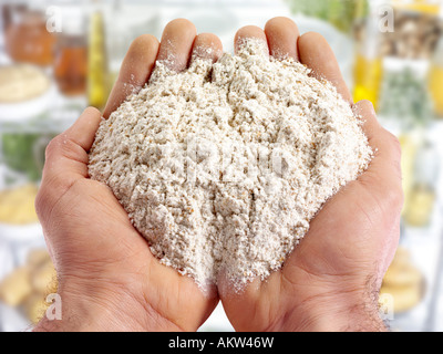 Poignée DE FARINE DE BLÉ ENTIER Banque D'Images