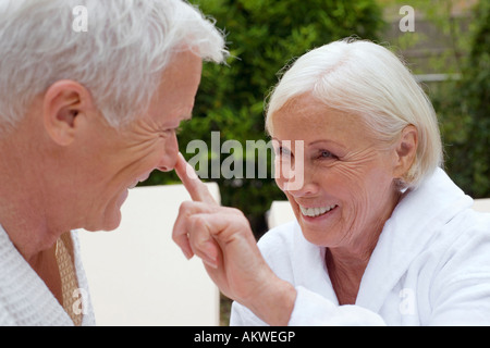 Allemagne, couple de peignoirs, close-up Banque D'Images