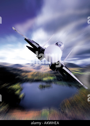 Avion de combat à réaction volant à basse altitude au-dessus de tornade hills lake district uk angleterre grasmere Banque D'Images