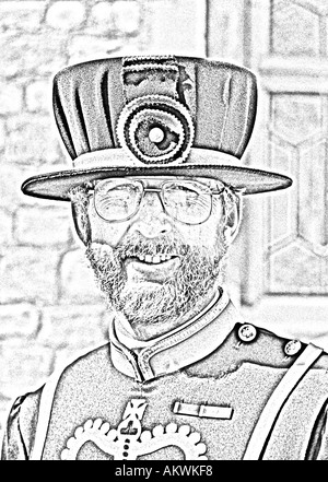 Homme en uniforme beefeater traditionnel tour de Londres London England uk photo illustration Banque D'Images