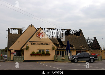 Les dommages causés par l'incendie d'une ville hostal / Restaurant - Le Chasseur Bristol Downend Banque D'Images