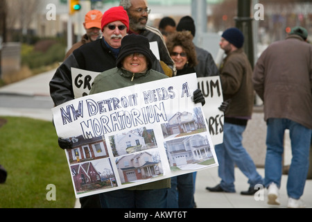 Protester contre les saisies immobilières Banque D'Images