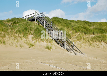 Les escaliers, les dunes, Westkapelle, la Zélande, la Hollande, les Pays-Bas Banque D'Images