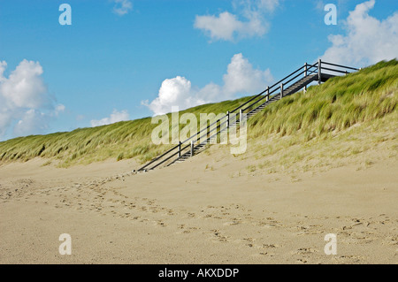 Les escaliers, les dunes, Westkapelle, la Zélande, la Hollande, les Pays-Bas Banque D'Images