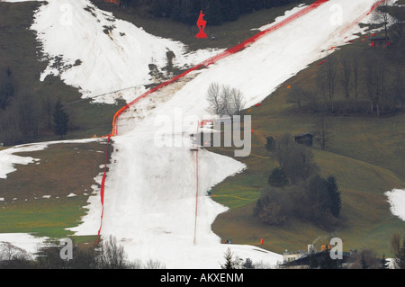 L'hiver 2007, la piste de course Streif à Kitzbühel, Tyrol, Autriche Banque D'Images