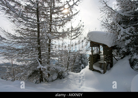 Paysage d'hiver dans les montagnes, Carinthie, Autriche . Banque D'Images