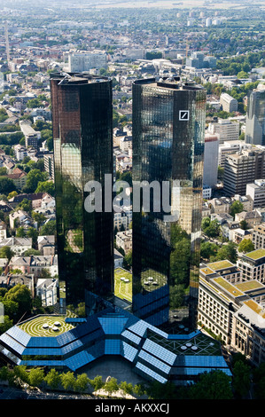 Tours jumelles de la Deutsche Bank, Francfort, Hesse, Allemagne Banque D'Images