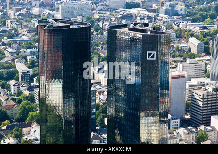 Tours jumelles de la Deutsche Bank, Francfort, Hesse, Allemagne Banque D'Images