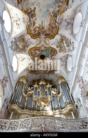 Orgue, église seigneuriale, Amorbach, Hesse, Allemagne Banque D'Images