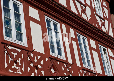 Vieille ville, bien entretenu, maisons à colombages, Miltenberg, Bavière, Allemagne Banque D'Images