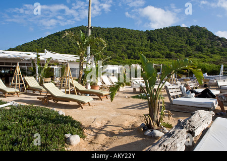 Restaurant Cap des Falco, beach, Ibiza, Baléares, Espagne Banque D'Images