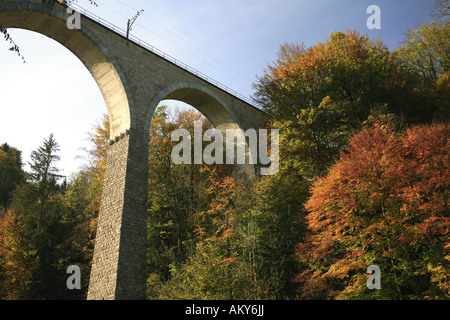 Viaduc Ferroviaire près de Luetisburg dans couleurs d'automne, Saint-Gall, Suisse Banque D'Images