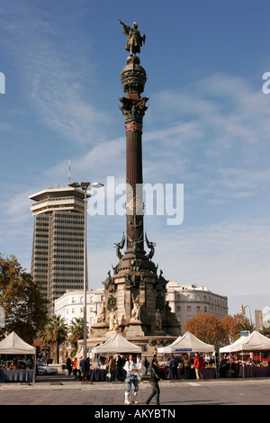 Statue de Christophe Colomb à Barcelone, Espagne Banque D'Images