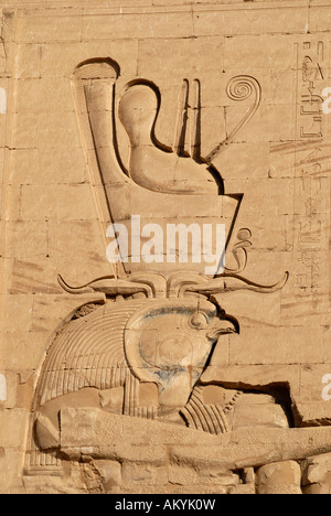 Du temple d'Horus - temple le mieux préservé d'usine en Egypte, Edfou, Egypte Banque D'Images