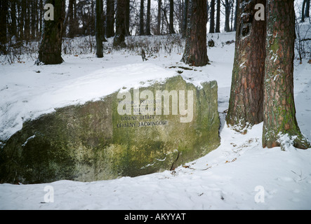 Le bloc erratique glaciaire dans la forêt de 30140 Tornac (vieux Jucha, Fliessdorf) a servi comme un païen à modifier les tribus prussiennes. Banque D'Images