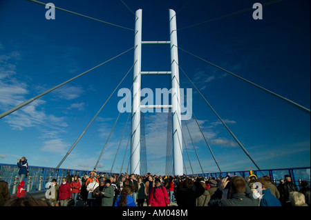 Le nouveau pont de Ruegenbruecke (Ruegen), la connexion de Stralsund et l'île de Rügen, Mecklembourg-Poméranie-Occidentale, Allemagne Banque D'Images