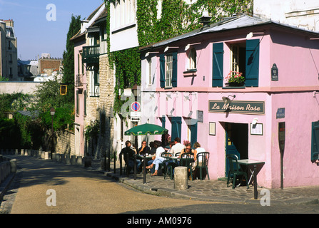 La Maison Rose, Rue St Vincent, Montmartre, Paris, France. Banque D'Images