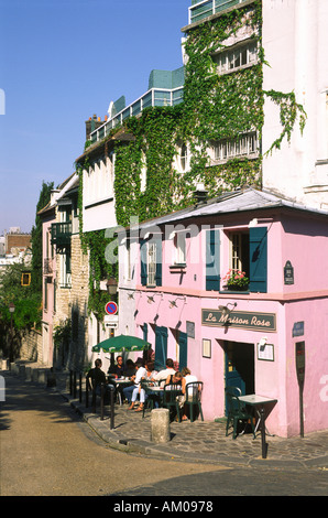 La Maison Rose, Rue St Vincent, Montmartre, Paris, France. Banque D'Images